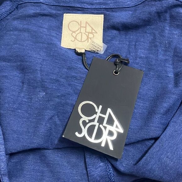 Chaser Navy Blue White Stars Patriotic Button Front Tank Top Cami Medium NWT - Picture 6 of 9